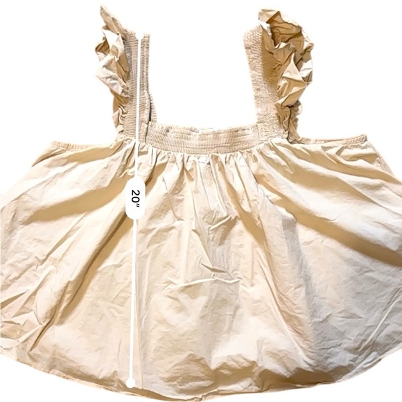 English Factory Light Beige Cotton Trapeze Top Ruffle Shoulder Straps Medium - Picture 9 of 9